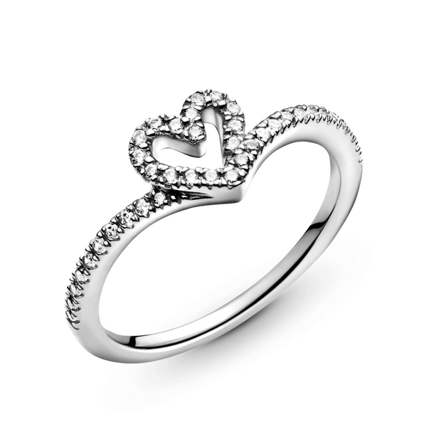 Sparkling Wishbone Heart Ring