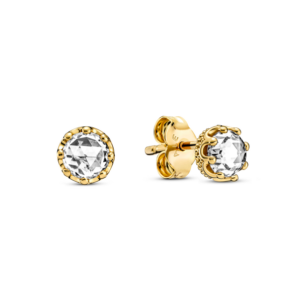 Clear Sparkling Crown Stud Earrings