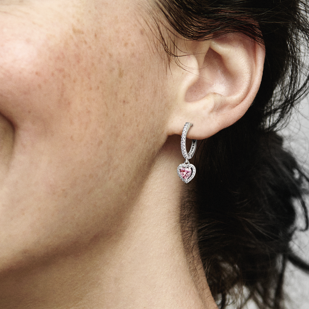 Pandora Timeless Sparkling Halo Heart Hoop Earrings