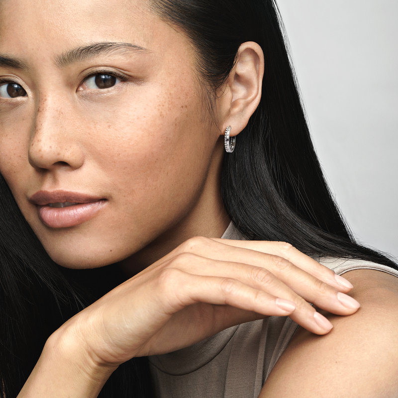 Pandora Signature Logo Beads Hoop Earrings Pandora Jordan