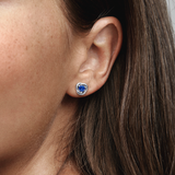 Blue Eternity Circle Stud Earrings