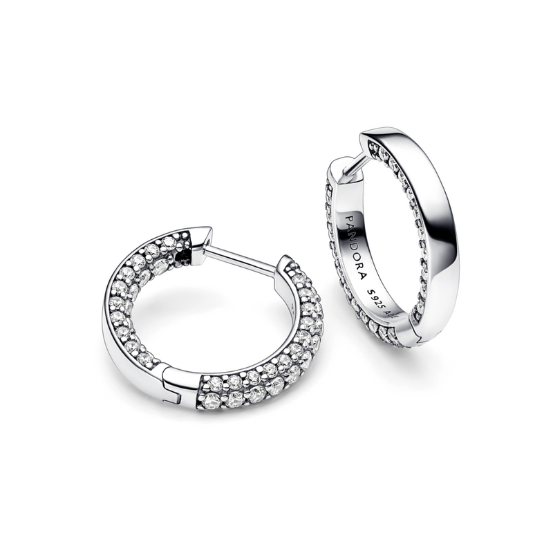 Pandora Timeless Pav Single row Hoop Earrings Pandora Jordan