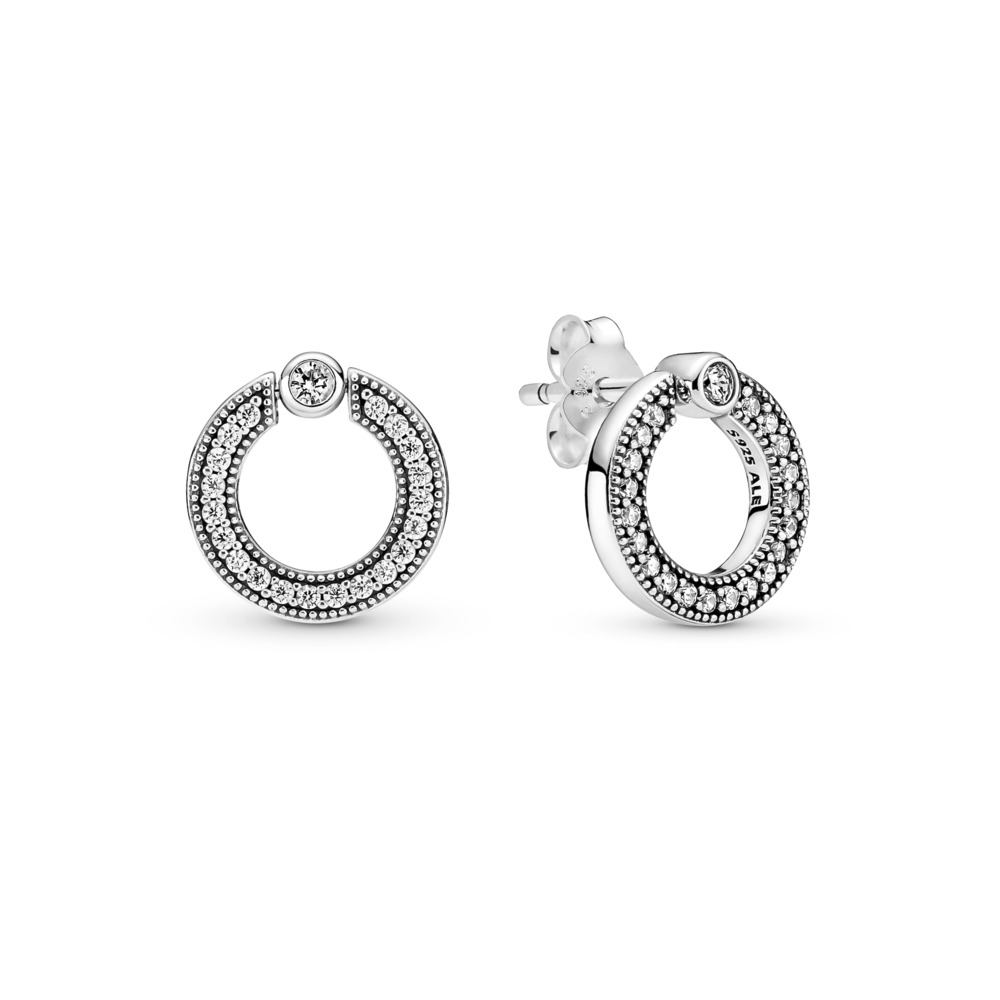 299486c01 Pavé & Logo Circle Reversible Stud Earrings