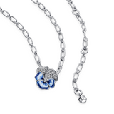 Blue Pansy Flower Pendant Necklace