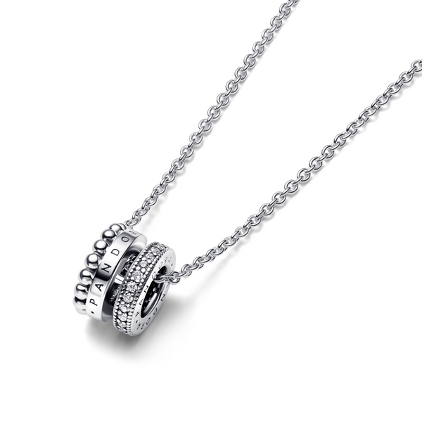 Pandora Signature Logo Pavé & Beads Pendant & Necklace