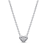 Radiant Heart & Floating Stone Pendant Collier Necklace