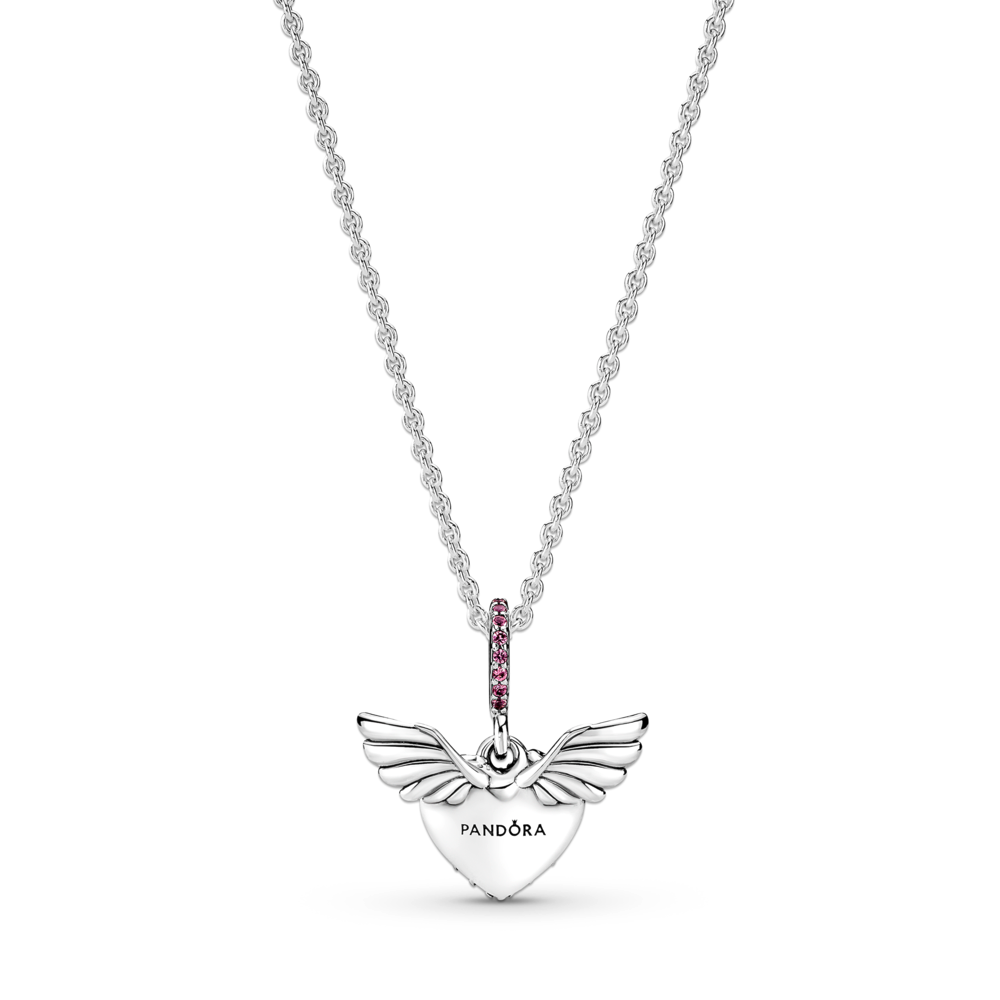 Pavé Heart & Angel Wings Necklace