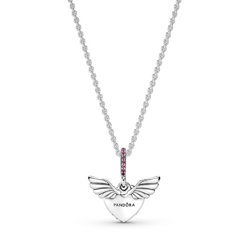 Pavé heart and angel deals wings necklace pandora