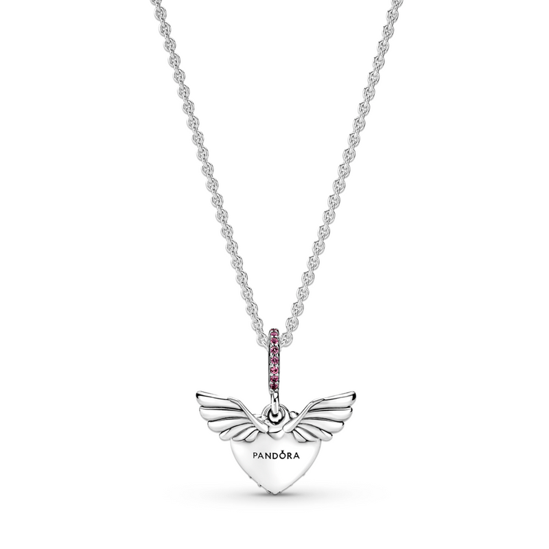 Pavé Heart & Angel Wings Necklace