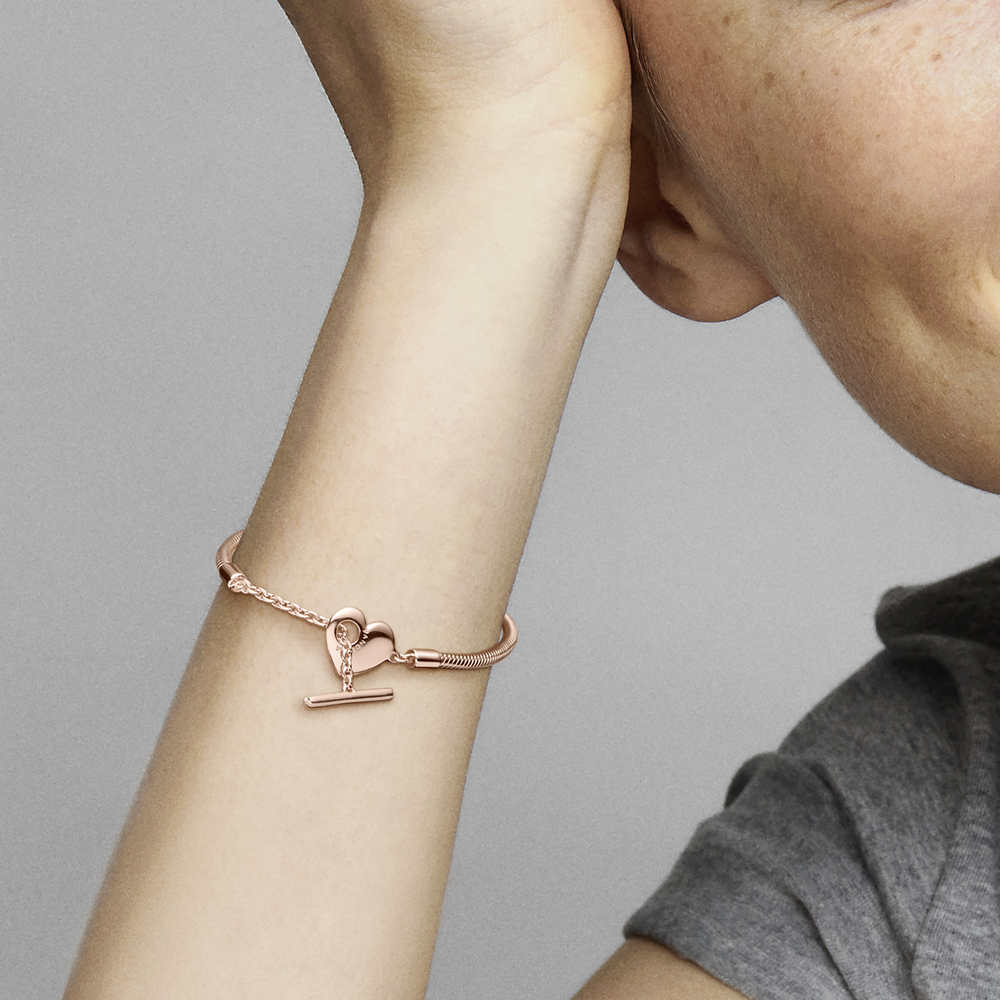 Pandora Moments Heart T-Bar Snake Chain Bracelet