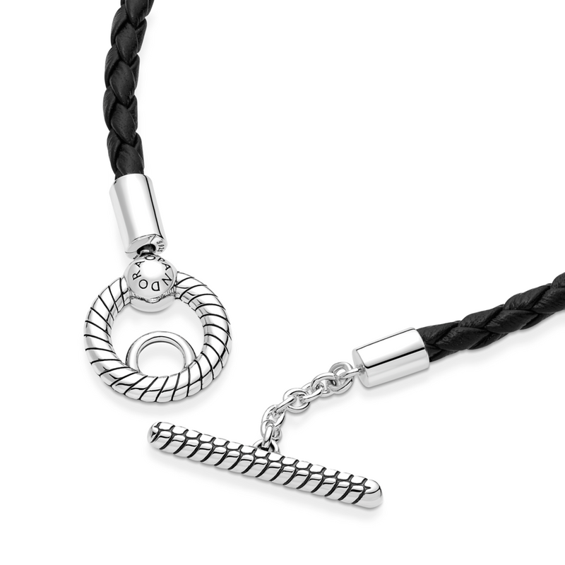 Pandora Moments Braided Leather T-bar Bracelet