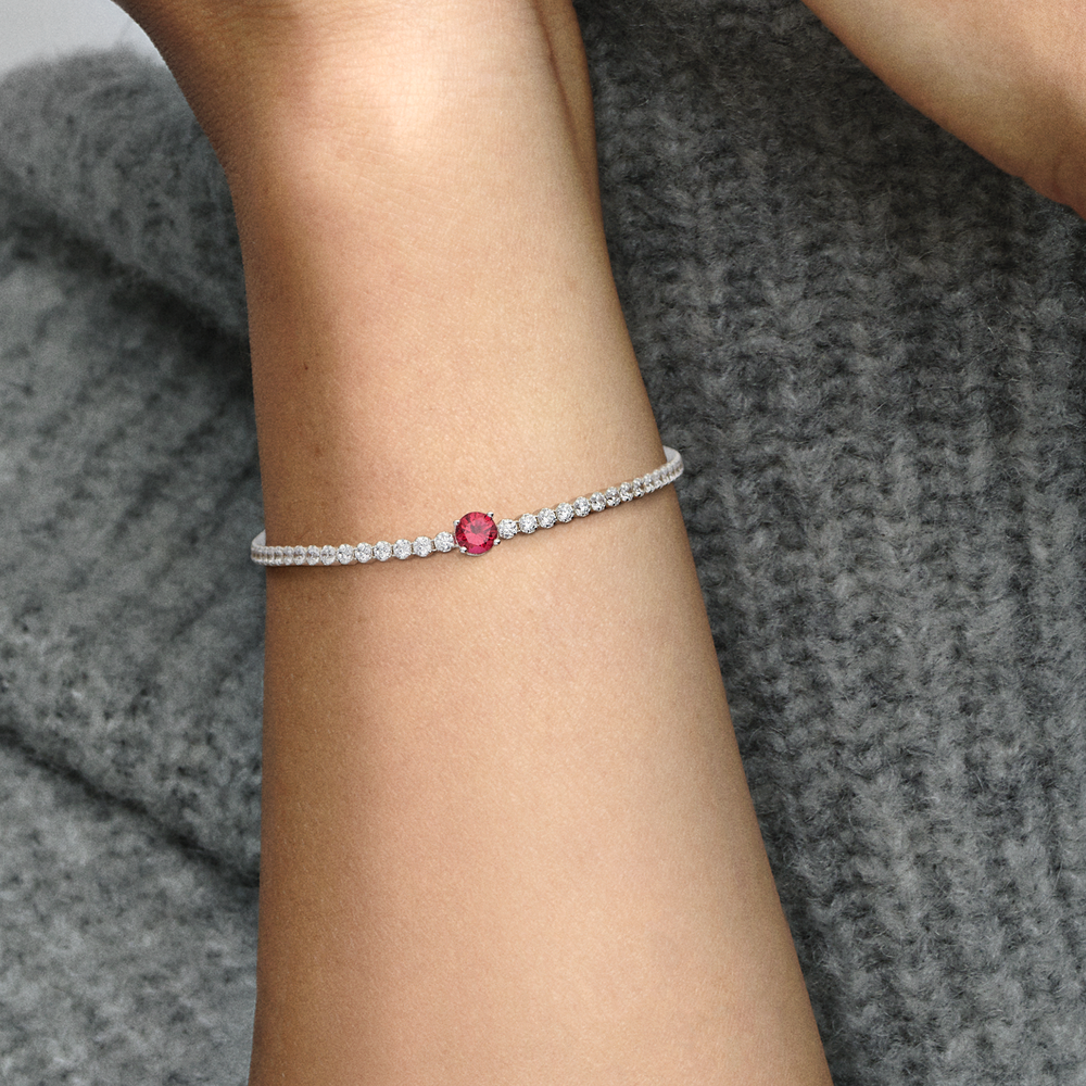 Red Sparkling Round Pavé Tennis Bracelet – Pandora Jordan