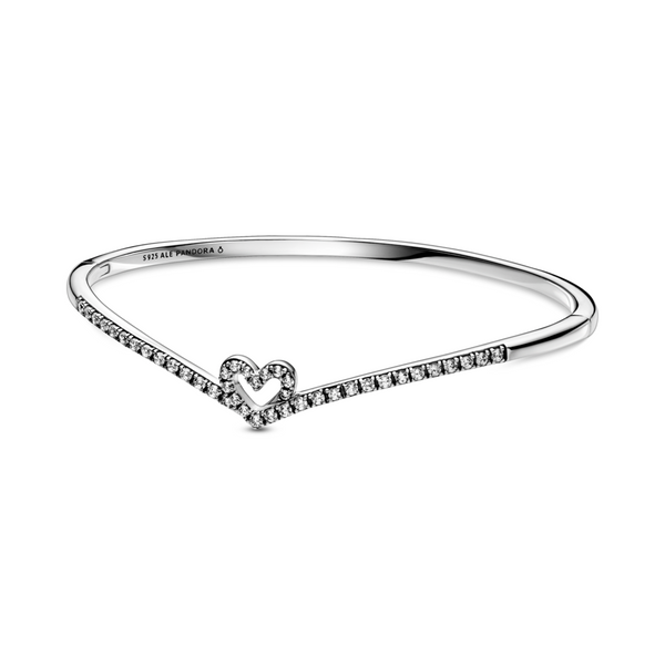 Sparkling Wishbone Heart Bangle