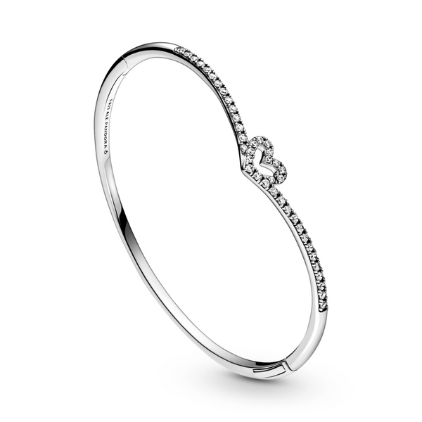 Sparkling Wishbone Heart Bangle