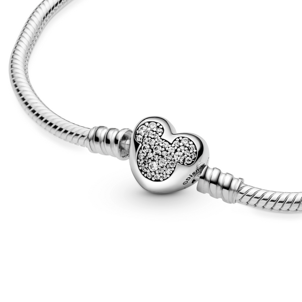 Disney Pandora Moments Mickey Mouse Heart Clasp Snake Chain Bracelet