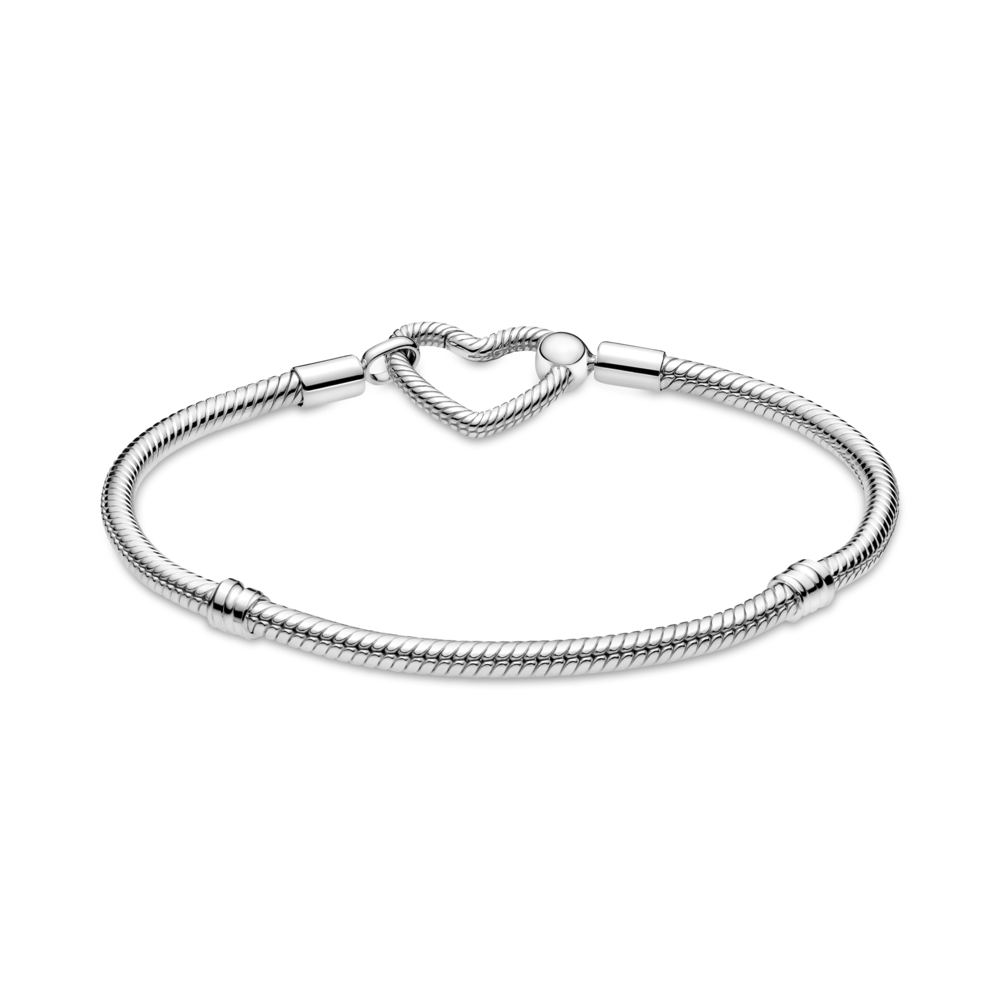 Pandora Moments Heart Closure Snake Chain Bracelet