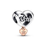 Love You Sister Heart Charm