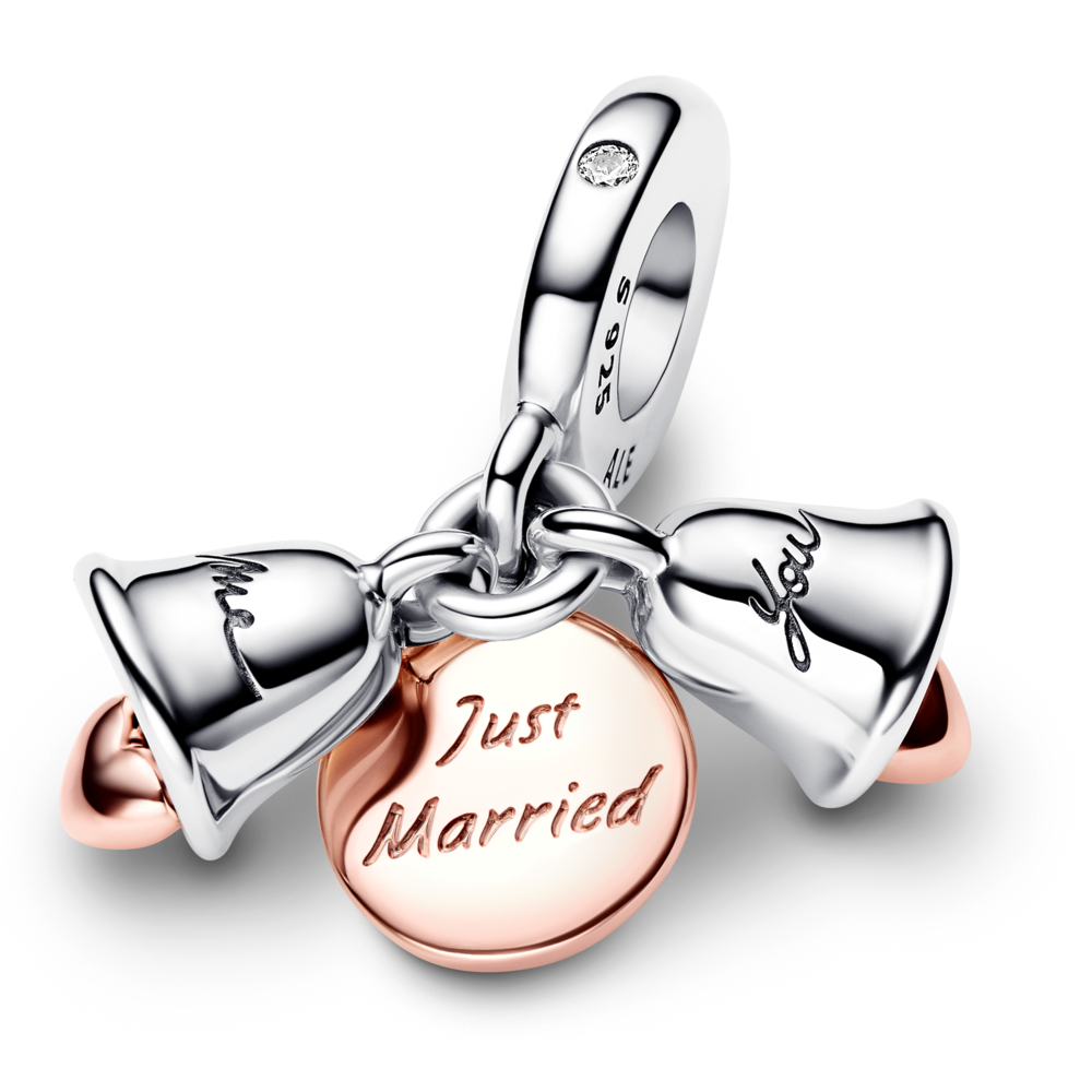 Two-tone Wedding Bells Double Dangle Charm