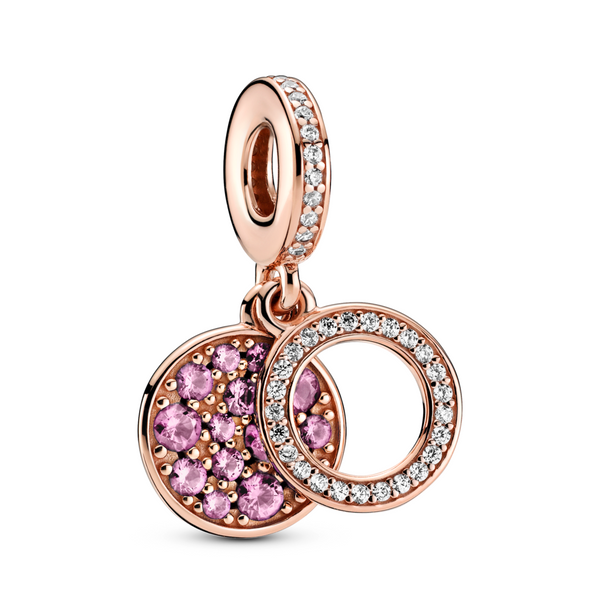 Sparkling Pink Disc Double Dangle Charm