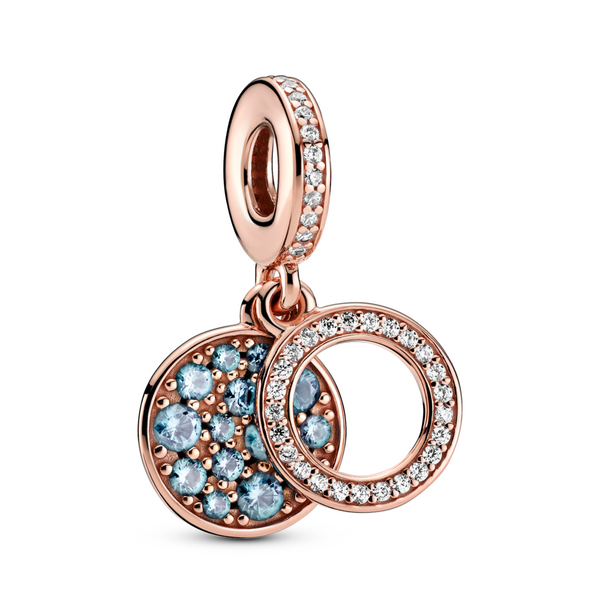 Sparkling Light Blue Disc Double Dangle Charm