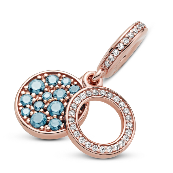 Sparkling Light Blue Disc Double Dangle Charm