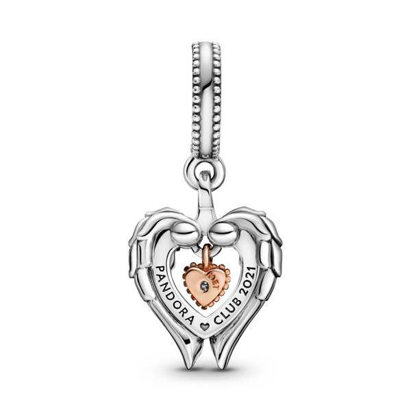 Pandora Club 2021 Angel Wings & Heart Dangle Charm