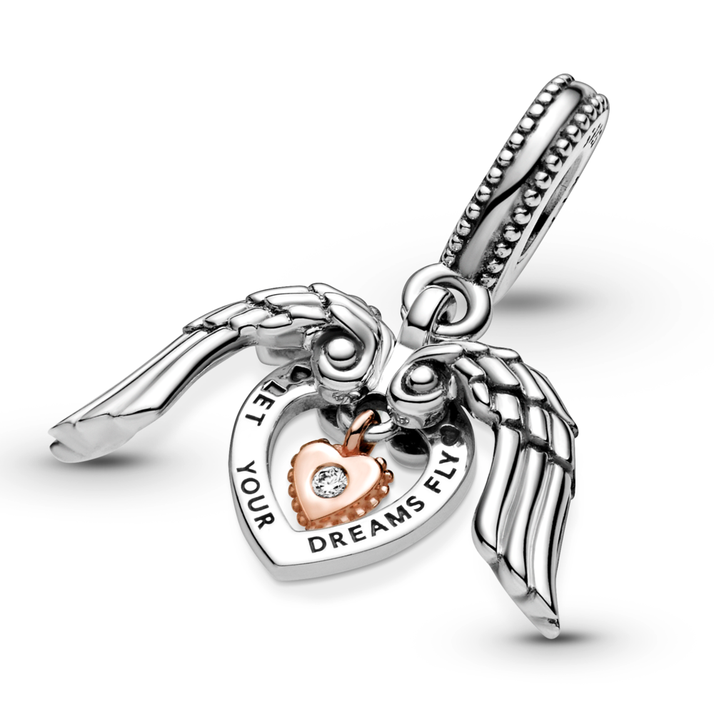 Pandora Club 2021 Angel Wings & Heart Dangle Charm