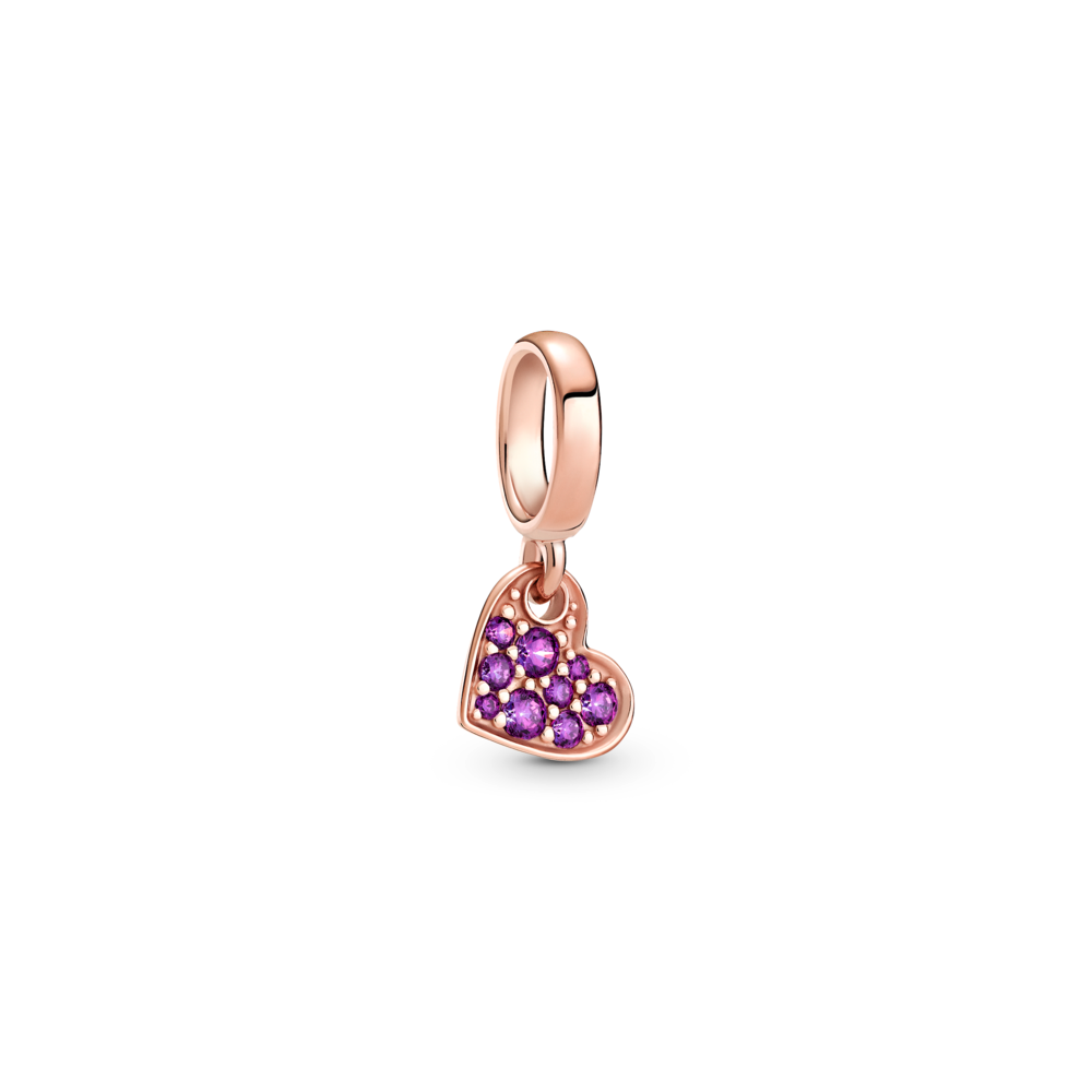 Royal Purple Pavé Tilted Heart Dangle Charm
