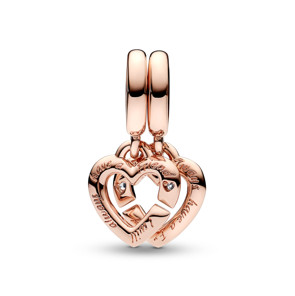 Linked Sister Hearts Split Dangle Charm