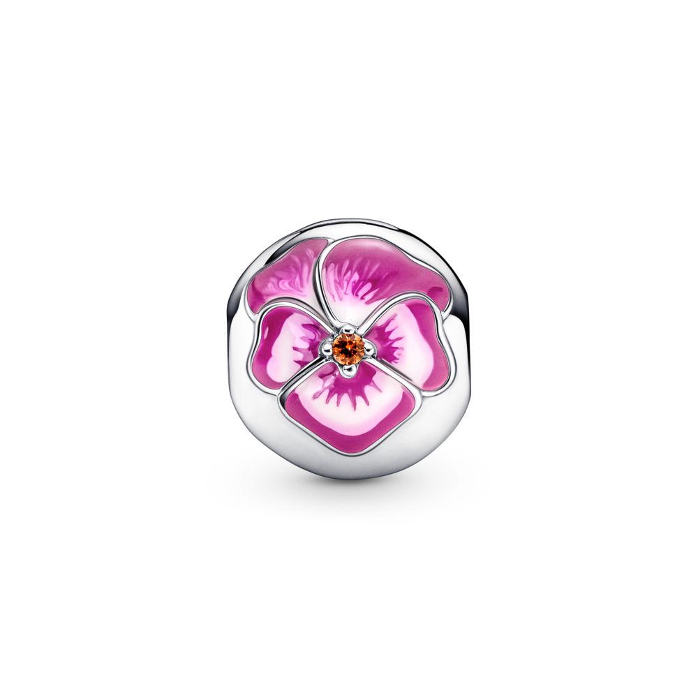 Pink Pansy Flower Clip Charm