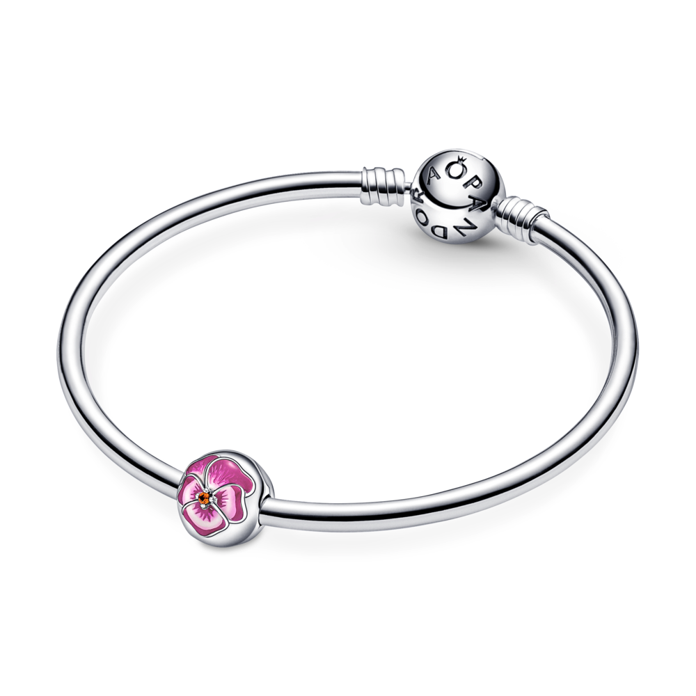 Pink Pansy Flower Clip Charm