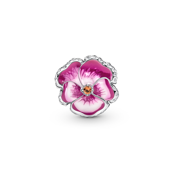 Pink Pansy Flower Charm