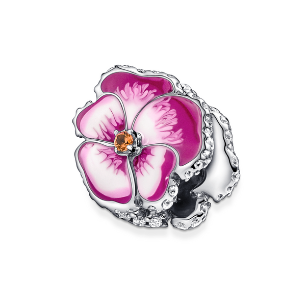 Pink Pansy Flower Charm