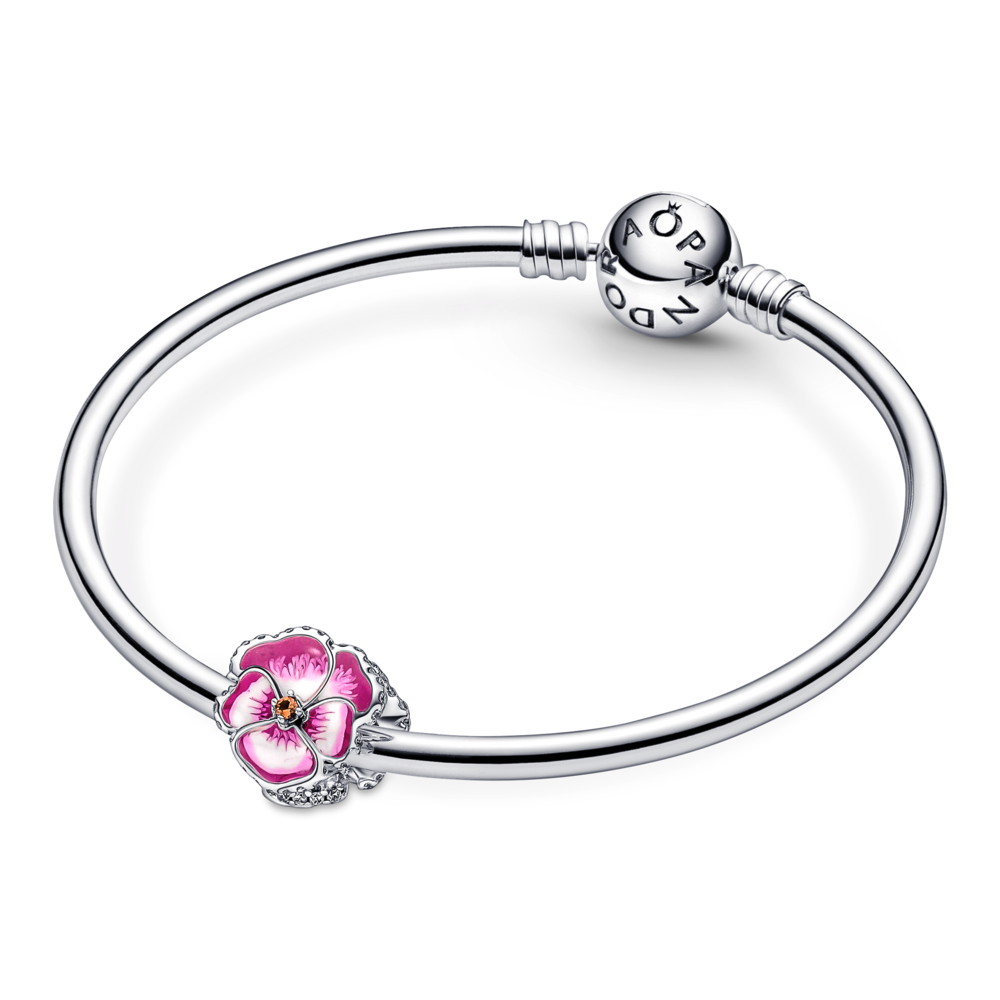 Pink Pansy Flower Charm