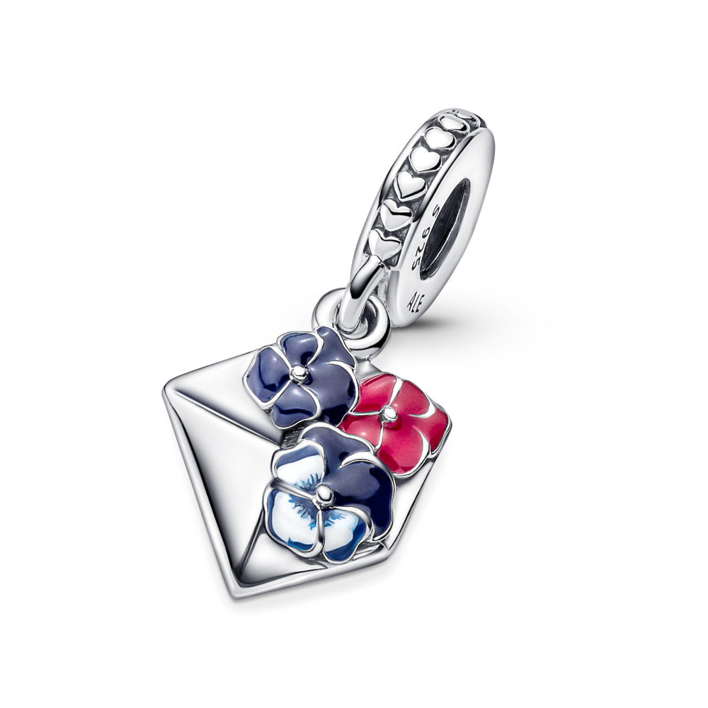 Pansy Flower Envelope Dangle Charm