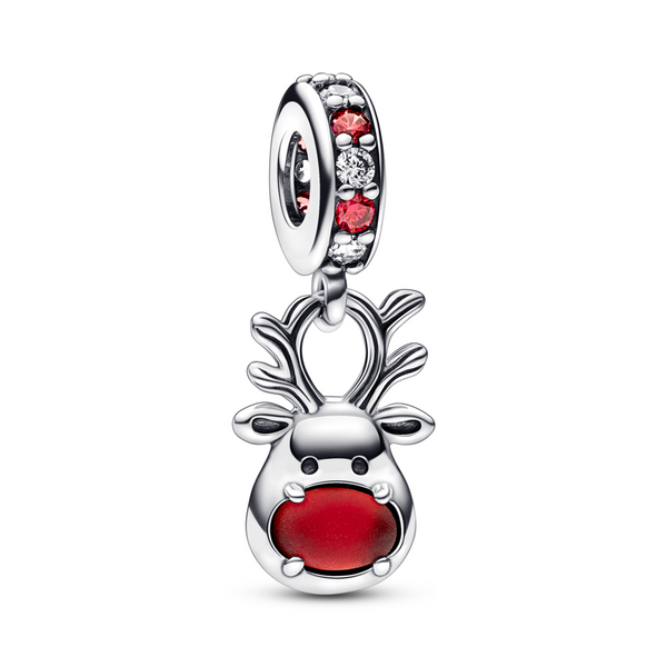 Red Nose Reindeer Murano Dangle Charm