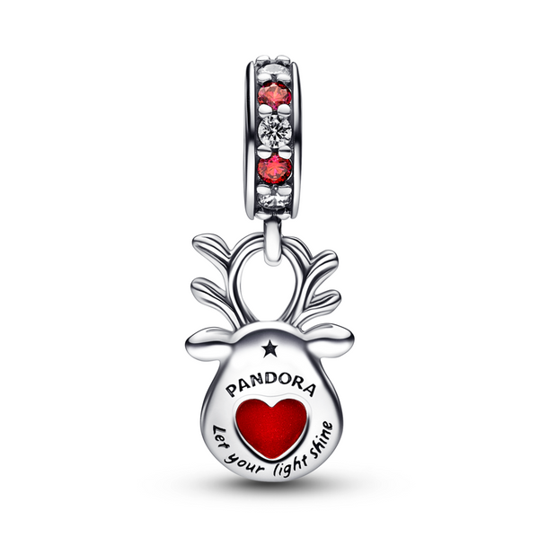 Red Nose Reindeer Murano Dangle Charm