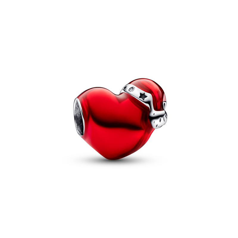 Metallic Red Christmas Heart Charm