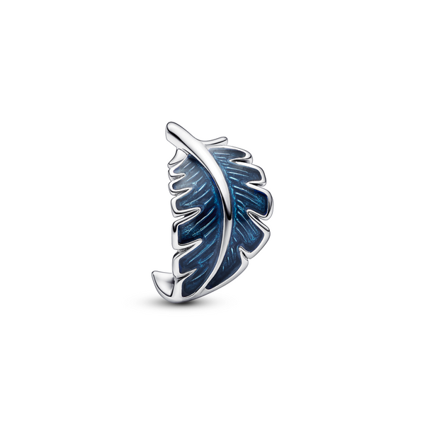 Blue Curved Feather Charm