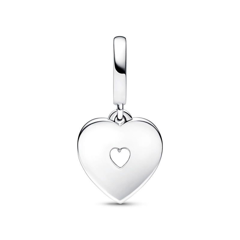 Pearlescent White Heart Double Dangle Charm