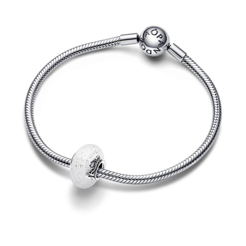 Glittery White Murano Glass Mum & Love Charm