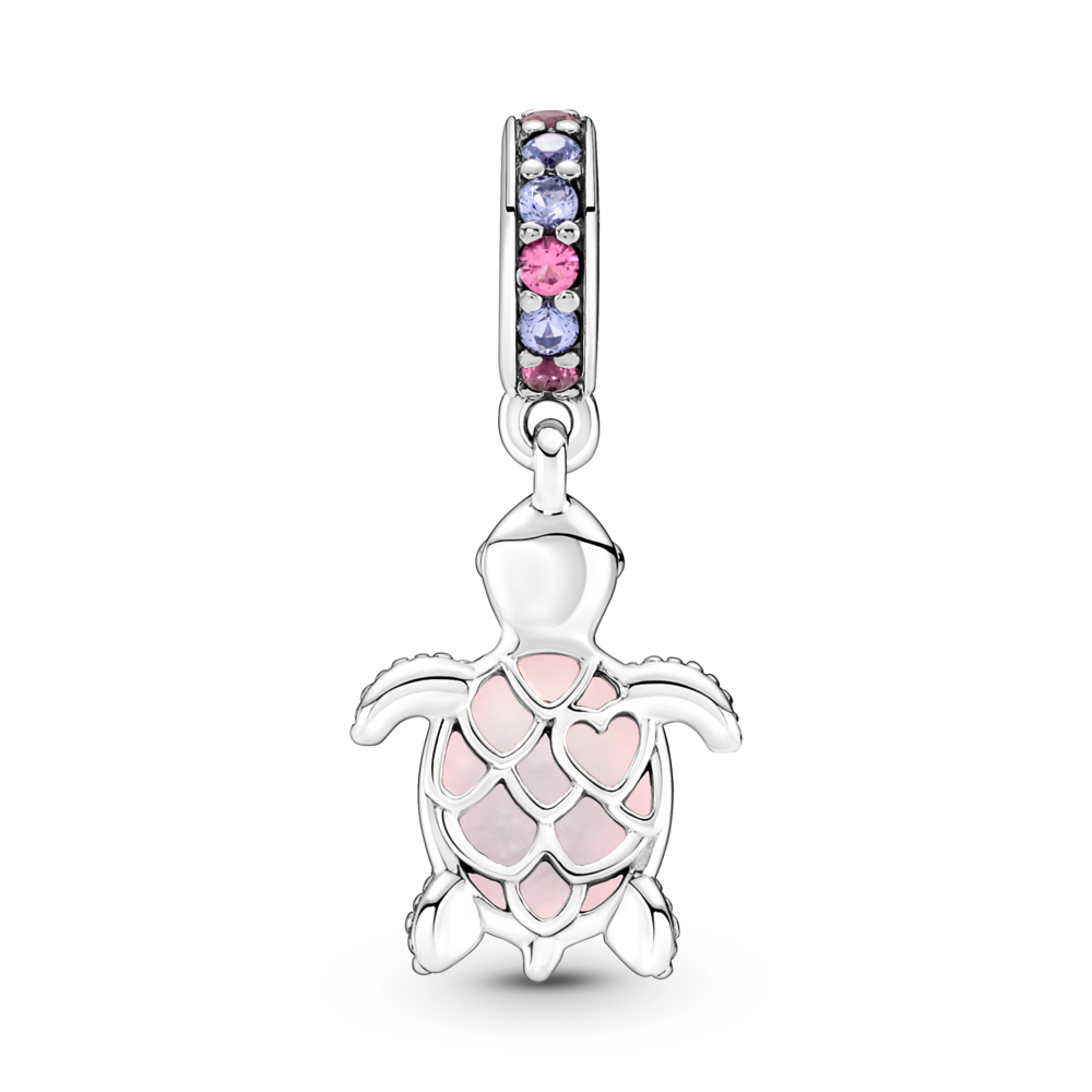 Murano Glass Pink Sea Turtle Dangle Charm