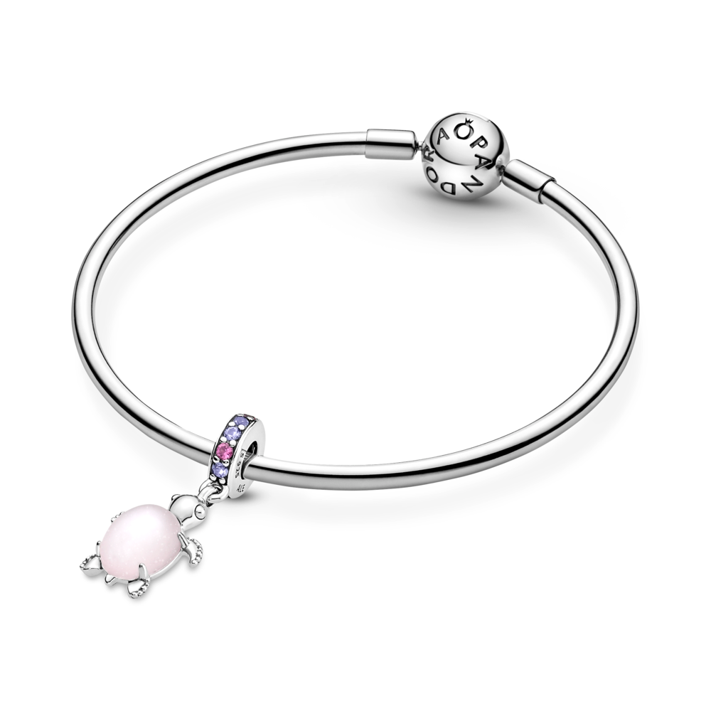Murano Glass Pink Sea Turtle Dangle Charm