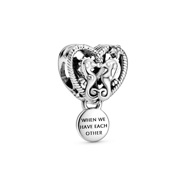 Openwork Seahorses Heart Charm