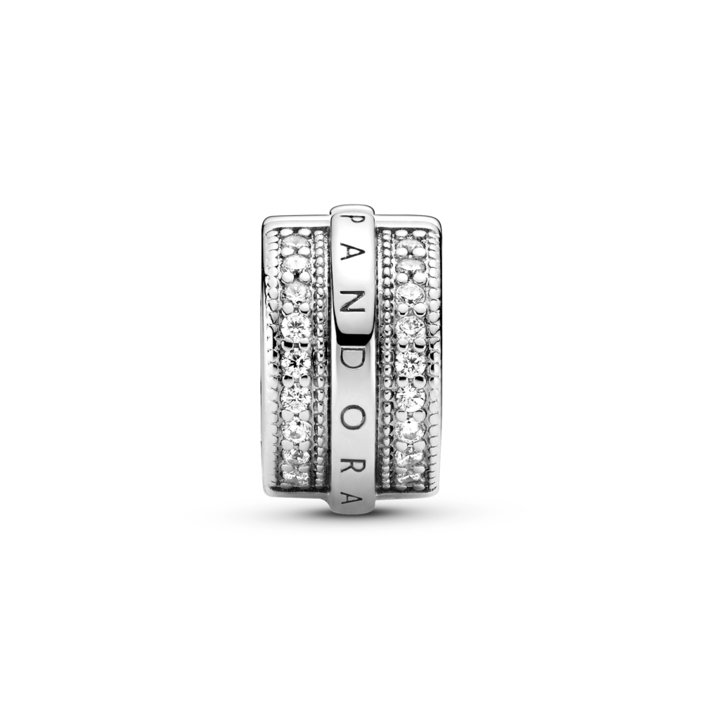 Sparkling Pavé Lines & Logo Clip Charm