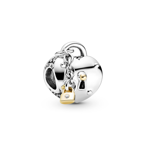 Two-Tone Heart and Lock Charm