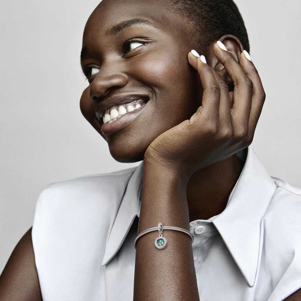 Sparkling Green Disc Double Dangle Charm