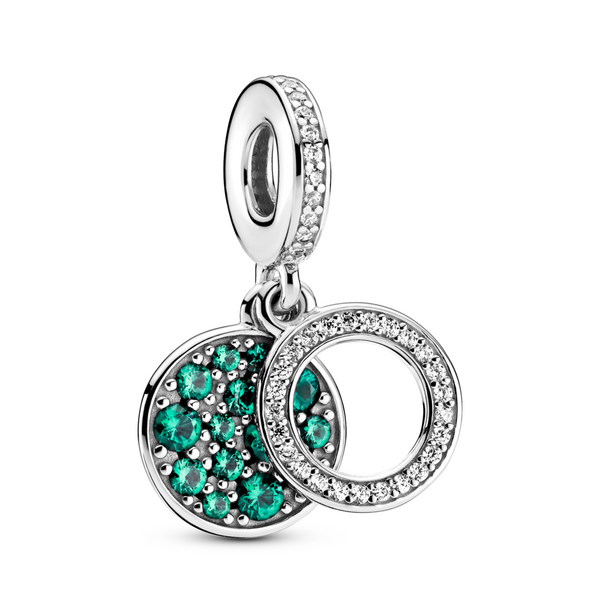 Sparkling Green Disc Double Dangle Charm