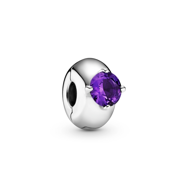 Purple Round Solitaire Clip Charm