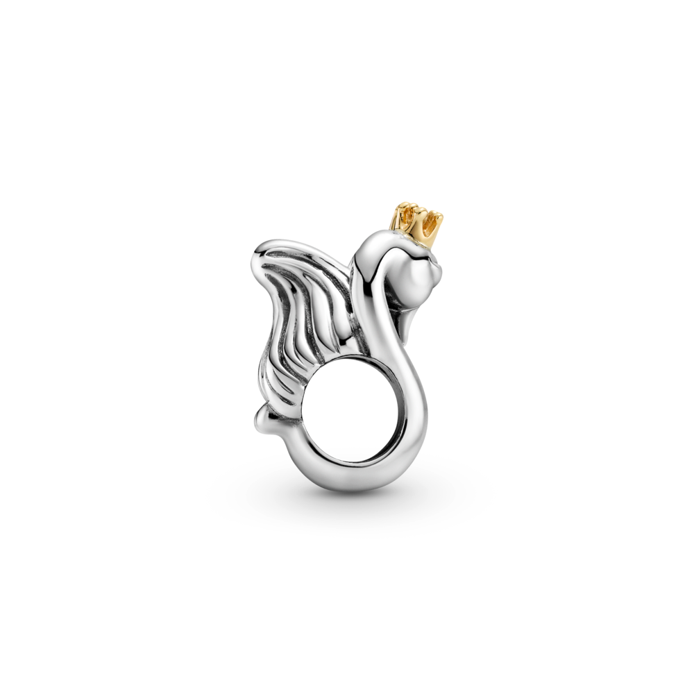 Two-tone Swans & Heart Charm